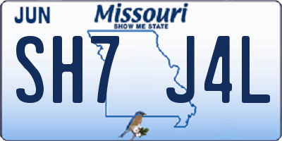 MO license plate SH7J4L