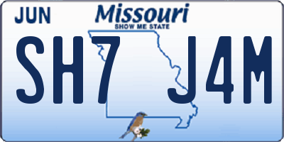 MO license plate SH7J4M