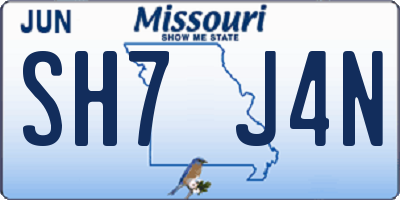 MO license plate SH7J4N