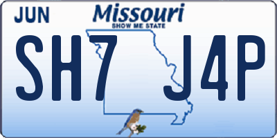 MO license plate SH7J4P