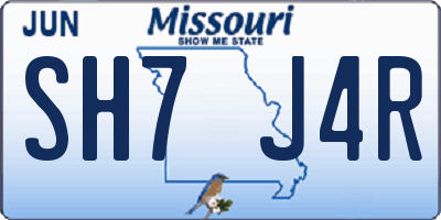 MO license plate SH7J4R