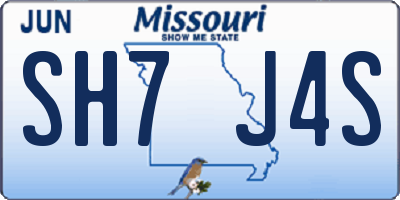 MO license plate SH7J4S