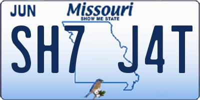 MO license plate SH7J4T