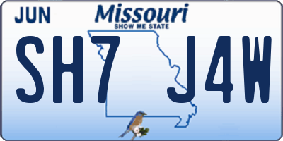 MO license plate SH7J4W