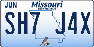MO license plate SH7J4X