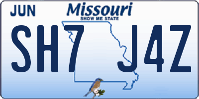MO license plate SH7J4Z