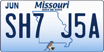 MO license plate SH7J5A
