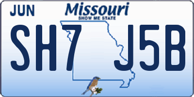 MO license plate SH7J5B