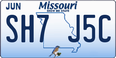 MO license plate SH7J5C