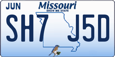 MO license plate SH7J5D