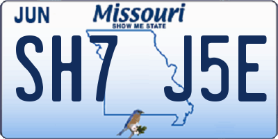 MO license plate SH7J5E