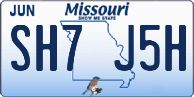 MO license plate SH7J5H
