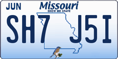 MO license plate SH7J5I
