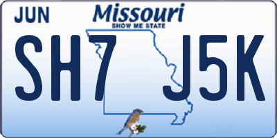 MO license plate SH7J5K