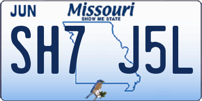 MO license plate SH7J5L