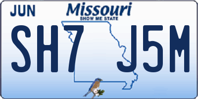 MO license plate SH7J5M