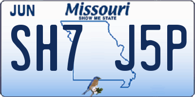 MO license plate SH7J5P