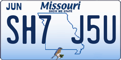 MO license plate SH7J5U
