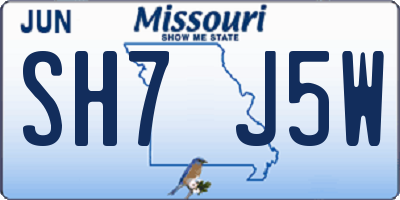 MO license plate SH7J5W