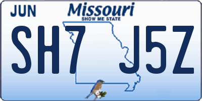 MO license plate SH7J5Z