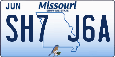 MO license plate SH7J6A
