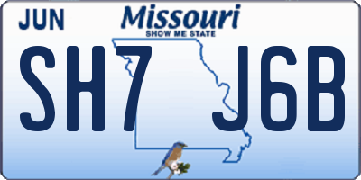 MO license plate SH7J6B