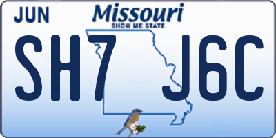 MO license plate SH7J6C