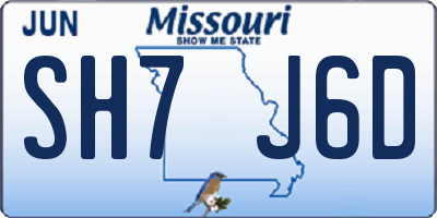 MO license plate SH7J6D