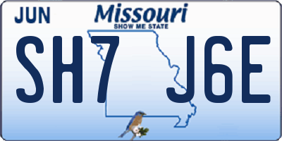 MO license plate SH7J6E