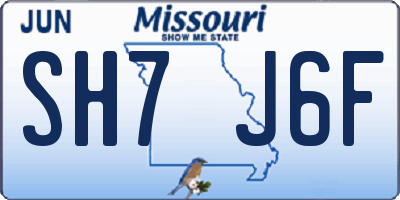 MO license plate SH7J6F