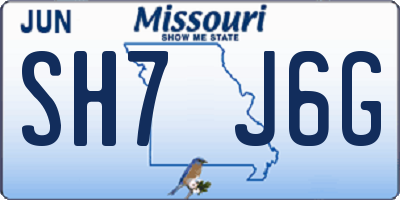 MO license plate SH7J6G