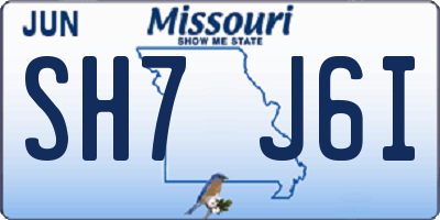 MO license plate SH7J6I