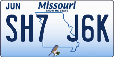 MO license plate SH7J6K