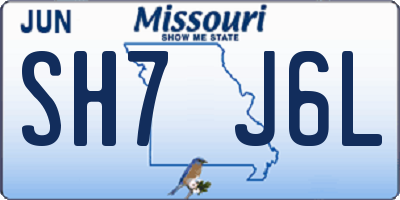 MO license plate SH7J6L