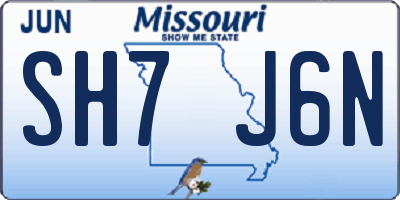 MO license plate SH7J6N