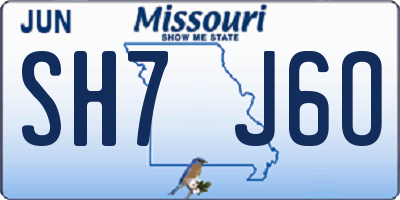 MO license plate SH7J6O