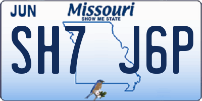MO license plate SH7J6P