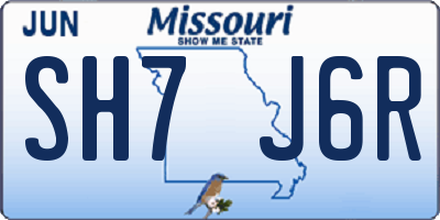 MO license plate SH7J6R