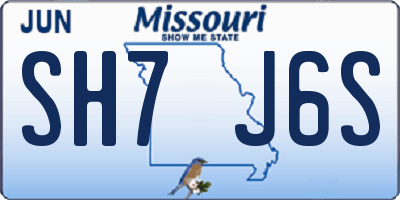 MO license plate SH7J6S