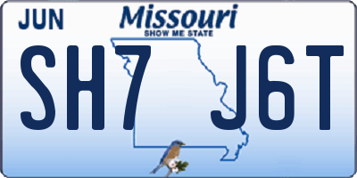 MO license plate SH7J6T