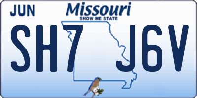 MO license plate SH7J6V
