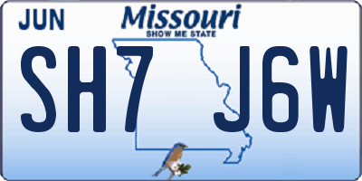 MO license plate SH7J6W