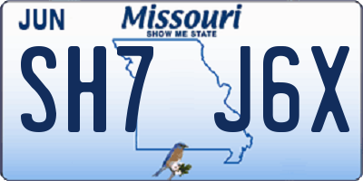 MO license plate SH7J6X