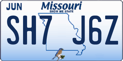 MO license plate SH7J6Z