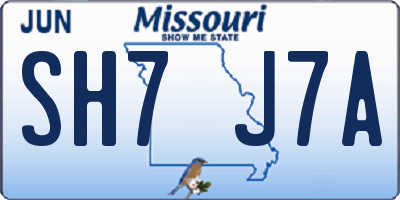MO license plate SH7J7A