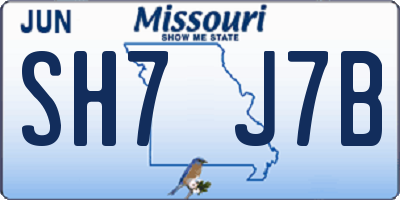 MO license plate SH7J7B