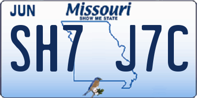 MO license plate SH7J7C