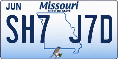 MO license plate SH7J7D