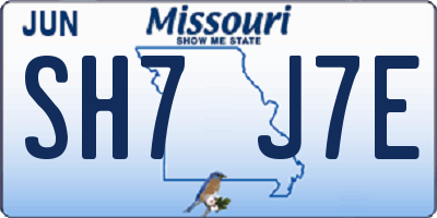 MO license plate SH7J7E