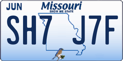 MO license plate SH7J7F